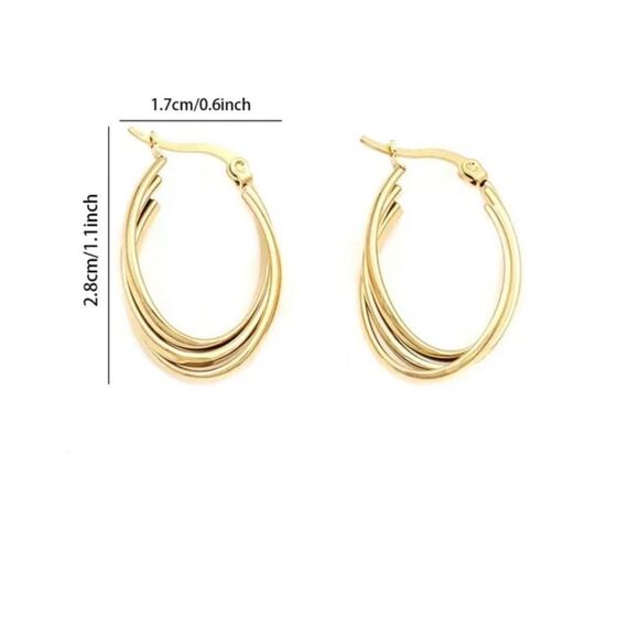 Gold Plated Minimalist Hoop Earrings - Picture 5 of 8